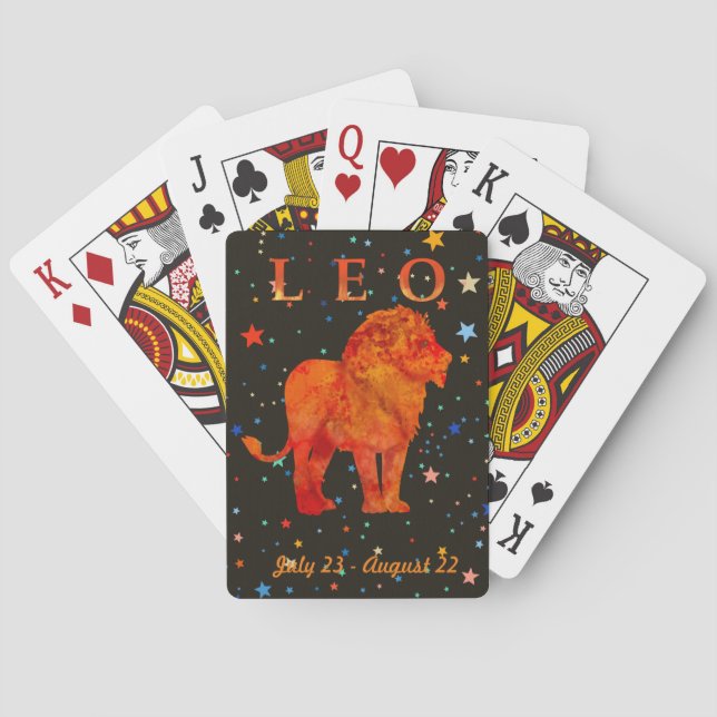 Leo zodiac, lejona färgstjärnor  casinokort (Baksidan)