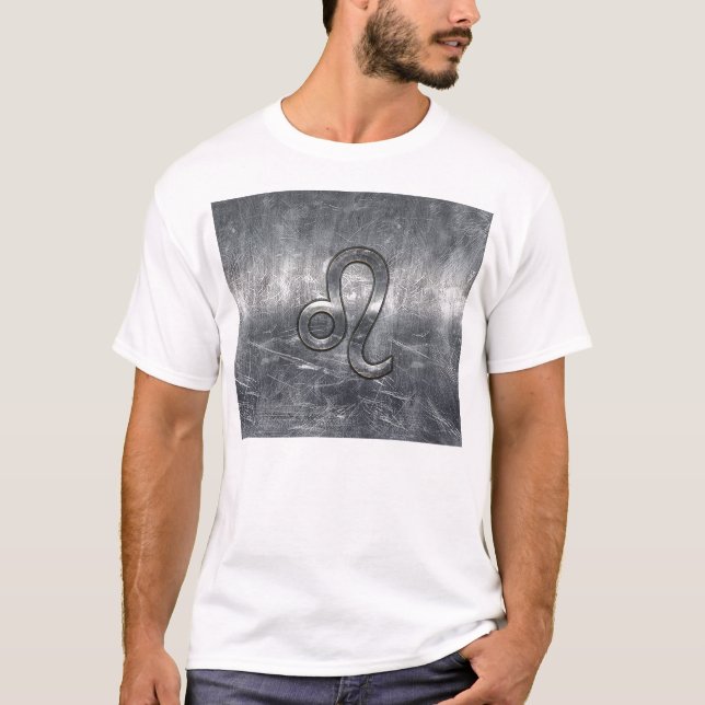 Leo Zodiac Logga in Grunge Distress Decor Tee Shirt (Framsida)