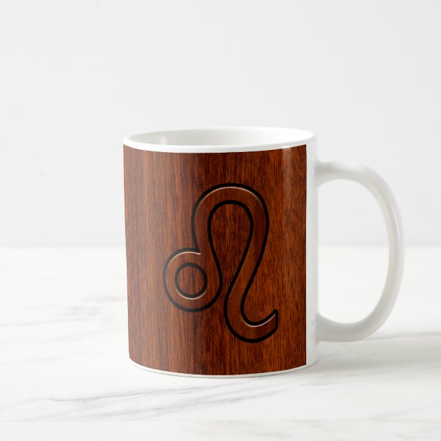 Leo Zodiac Login Brown Mahogany wood stil Kaffemugg (Höger)