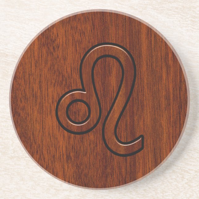 Leo Zodiac Login Brown Mahogany wood stil Underlägg Sandsten (Framsidan)