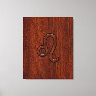Leo Zodiac Login Mahogany wood stil Canvastryck