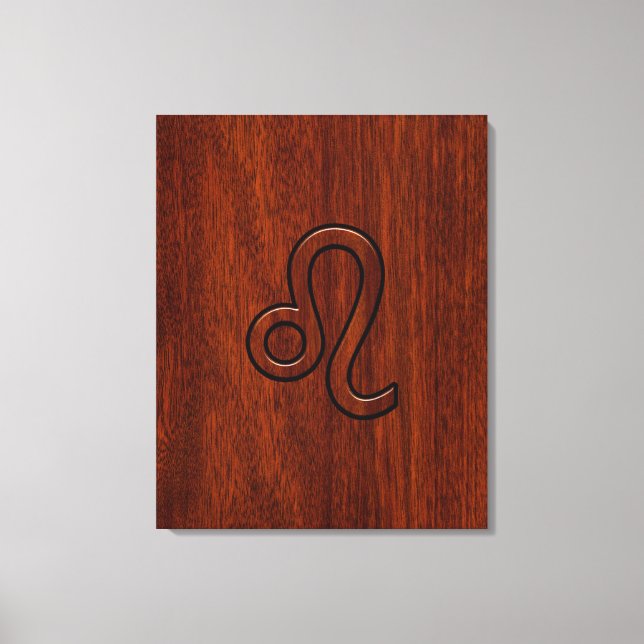 Leo Zodiac Login Mahogany wood stil Canvastryck (Framsida)