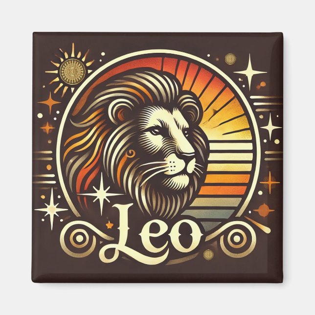 Leo Zodiac Magnet Vintage Design (Framsidan)