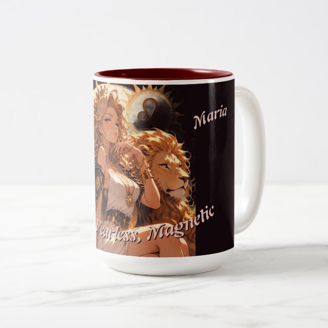 Leo Zodiac Mug Personalized Astrology Gift Två-Tonad Mugg (Framsida höger)