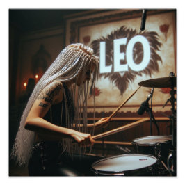 Leo Zodiac Musician Drums Fototryck