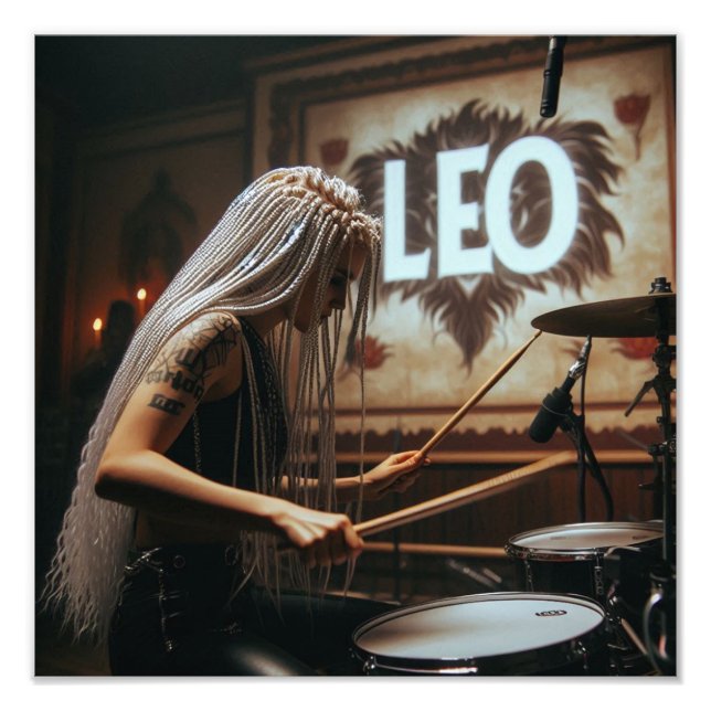 Leo Zodiac Musician Drums Fototryck (Framsidan)
