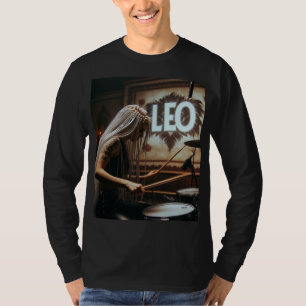 Leo Zodiac Musician Drums T Shirt