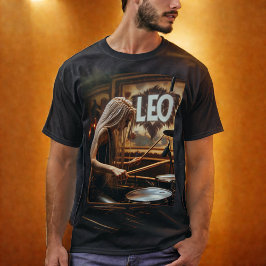 Leo Zodiac Musician Drums T Shirt
