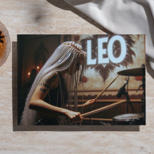 Leo Zodiac Musiker Trumset Dekoupage
