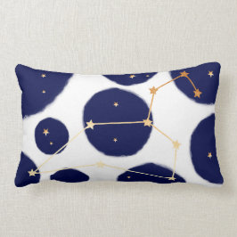 Leo Zodiac Navy Polka Dot & Guld Design Lumbarkudde