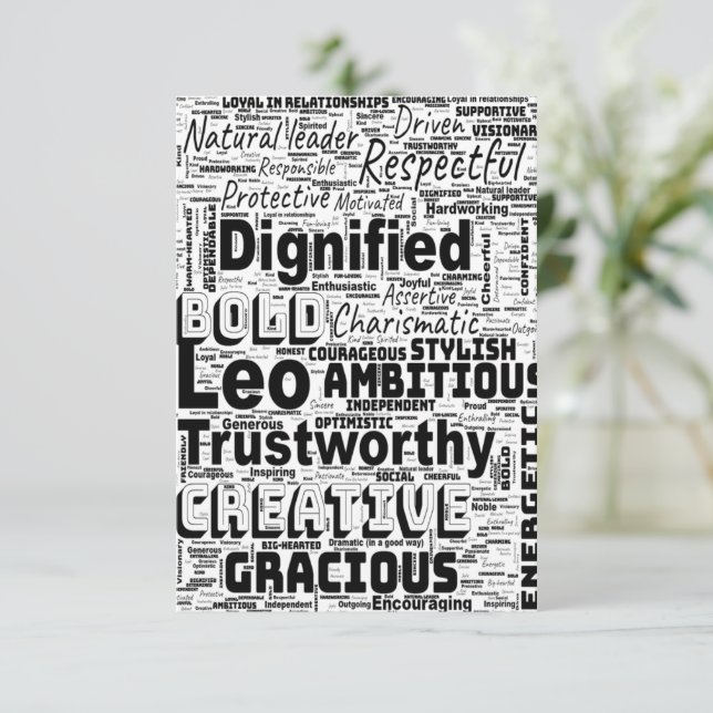Leo Zodiac Ord Cloud inspiration Hälsning Kort (Stående Fram)