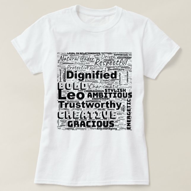 Leo Zodiac Ord Cloud inspiration T Shirt (Design framsida)