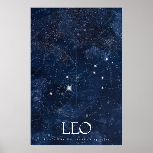 Leo Zodiac Poster med namn, stjärntecken zodiac (Framsidan)