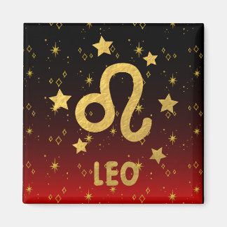 Leo Zodiac Red and Black Magnet