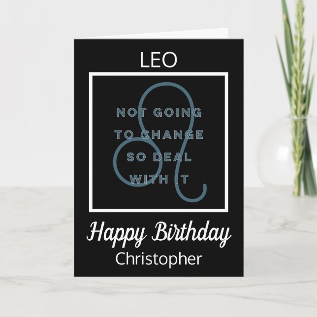 Leo Zodiac Roligt Quote in Black and White Birthda Kort (Framsida)