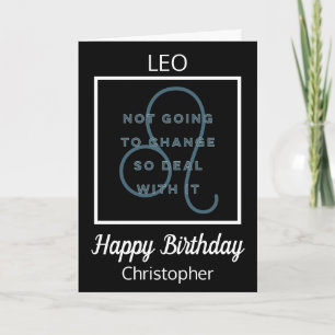 Leo Zodiac Roligt Quote in Black and White Birthda Kort