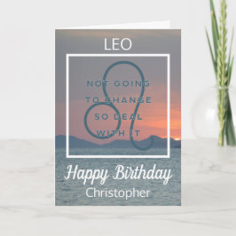 Leo Zodiac Roligt Quote in Blue and White Birthday Kort