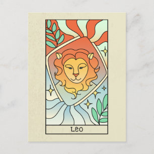 Leo Zodiac Sign Abstrakt Art Vintage Vykort