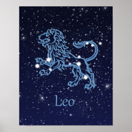 Leo Zodiac Sign and Constellation Poster