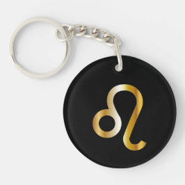 Leo Zodiac Sign, Black & Guld Keychain