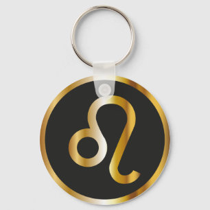Leo Zodiac Sign, Black & Guld Keychain Nyckelring