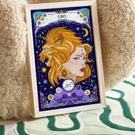 Leo Zodiac Sign Blue Poster - Radiant och Regal