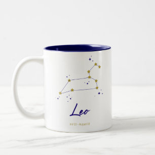 Leo Zodiac Sign Constellation Stars Cosmic Galaxy Två-Tonad Mugg