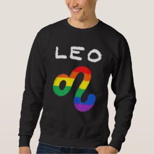 Leo Zodiac Sign Gay Lesbisk Lgbt Pride Rainbow Fla Lång Ärmad Tröja