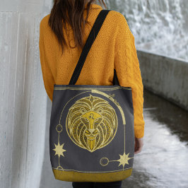 Leo Zodiac Sign Guld Gult Grått Mandala Tygkasse
