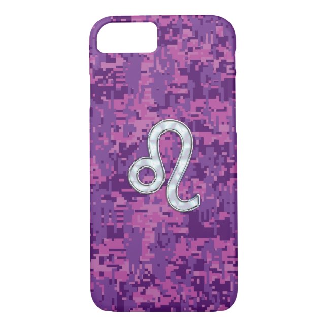 Leo Zodiac Sign på Fuchsia Camouflage Case-Mate iPhone Skal (Baksida)