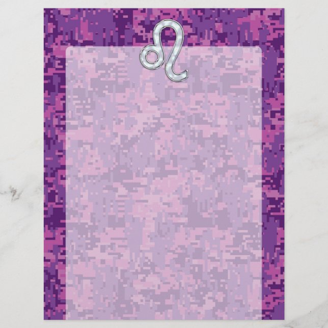 Leo Zodiac Sign på Fuchsia Digital Camouflage (Framsida)