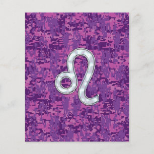 Leo Zodiac Sign på Fuchsia Digital Camouflage Flygblad