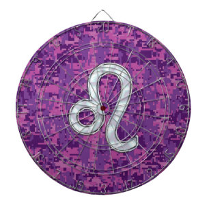 Leo Zodiac Sign på Fuchsia Digital Camouflage Piltavla