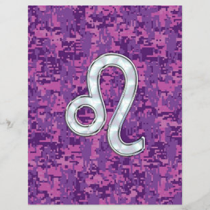 Leo Zodiac Sign på Fuchsia Digital Camouflage Reklamblad