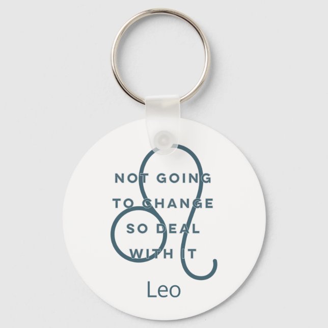 Leo Zodiac Sign Roligt Quote Blue Text Birthday Nyckelring (Framsida)