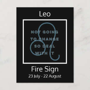 Leo Zodiac Sign-Roligt Quote in Blue and White Vykort