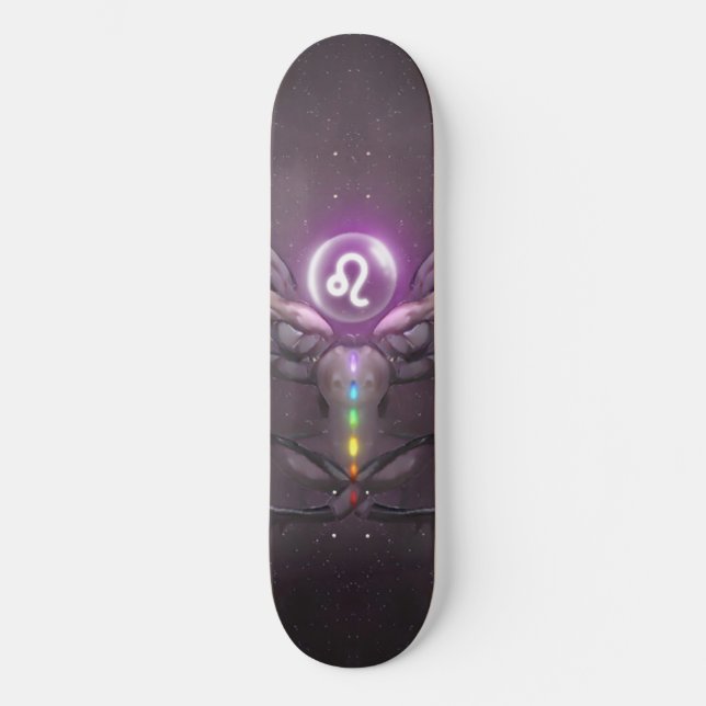 Leo Zodiac Sign Seven Chakras Skateboard Deck (Framsida)