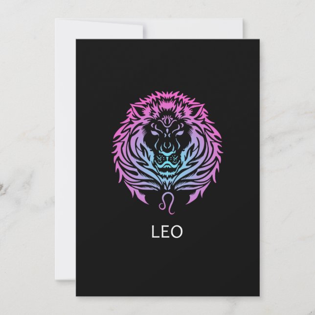 Leo Zodiac Sign The Lion Design Birthday Gift Inbjudningar (Framsida)