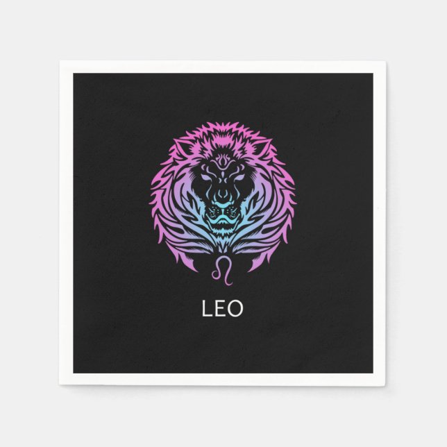 Leo Zodiac Sign The Lion Design Birthday Gift Pappersservett (Framsidan)