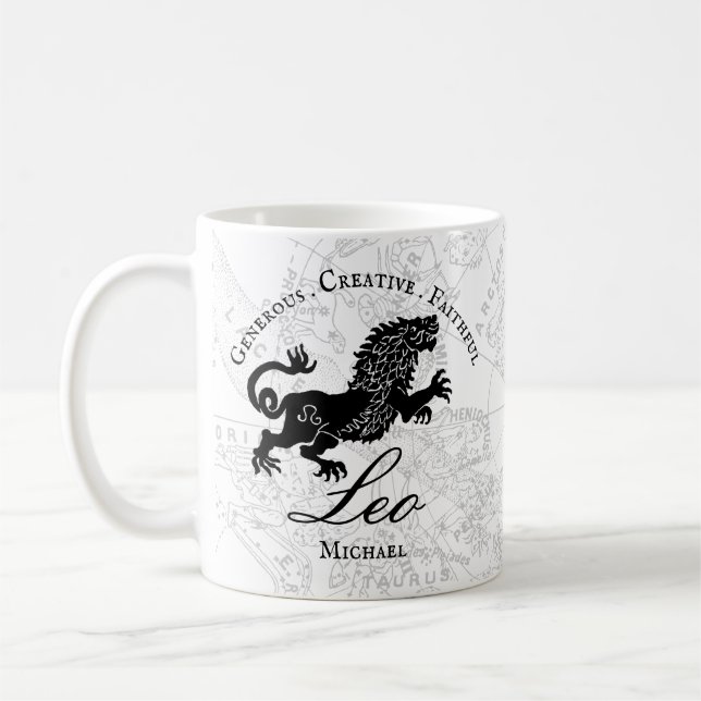 Leo Zodiac Sign Vintage Astrology Anpassningsbar  Kaffemugg (Vänster)