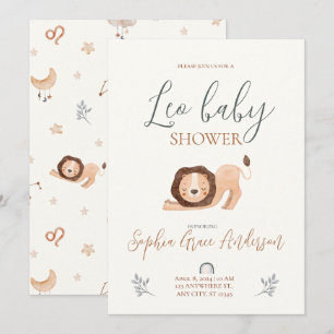 Leo Zodiac-skylt babydusch Inbjudningar