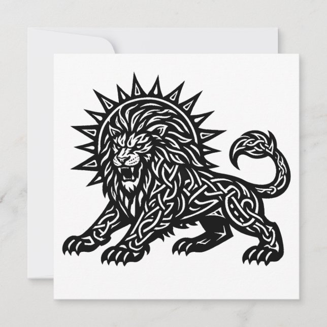 Leo Zodiac Sol‑Man Lion | BurnsInHell Inbjudningar (Framsida)