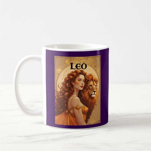 Leo Zodiac Sol Sign Astrology Kaffemugg (Vänster)