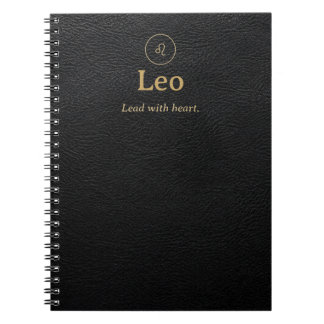 Leo Zodiac Spiral Anteckningsbok - Falskt Läder Ut