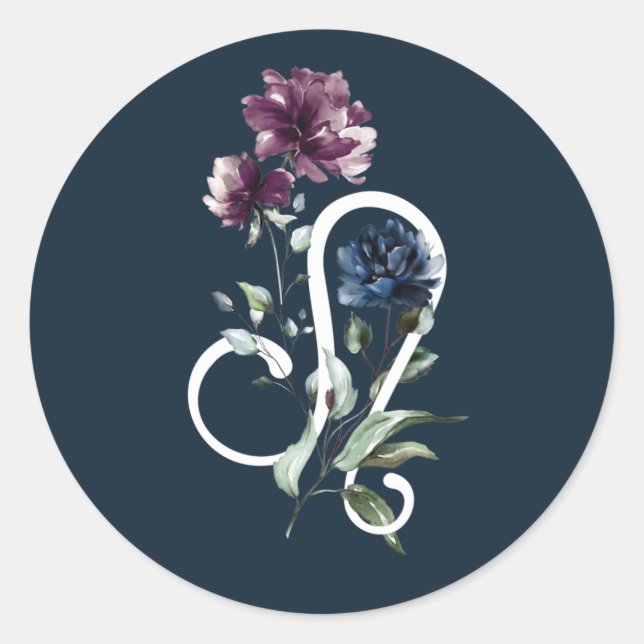 Leo Zodiac Stjärntecken Runt Klistermärke (Framsida)