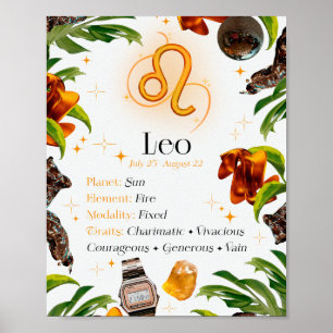 Leo Zodiac Stjärntecken Y2K White 4:5 Poster