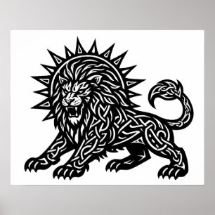 Leo Zodiac Sun‑Mane Lejon BurnsInHell Poster