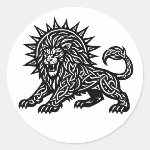 Leo Zodiac Sun‑Mane Lejon BurnsInHell Runt Klistermärke
