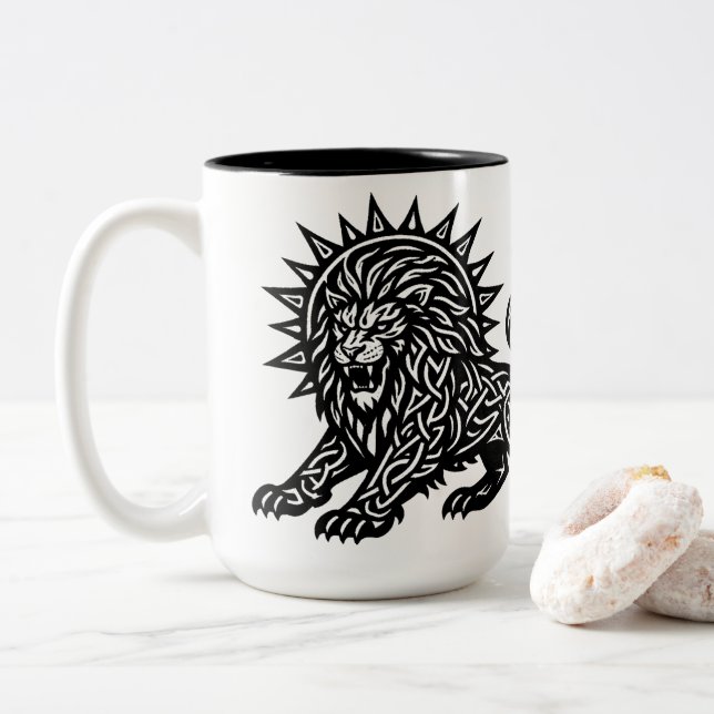 Leo Zodiac Sun‑Mane Lejon | BurnsInHell Två-Tonad Mugg (Med munk)