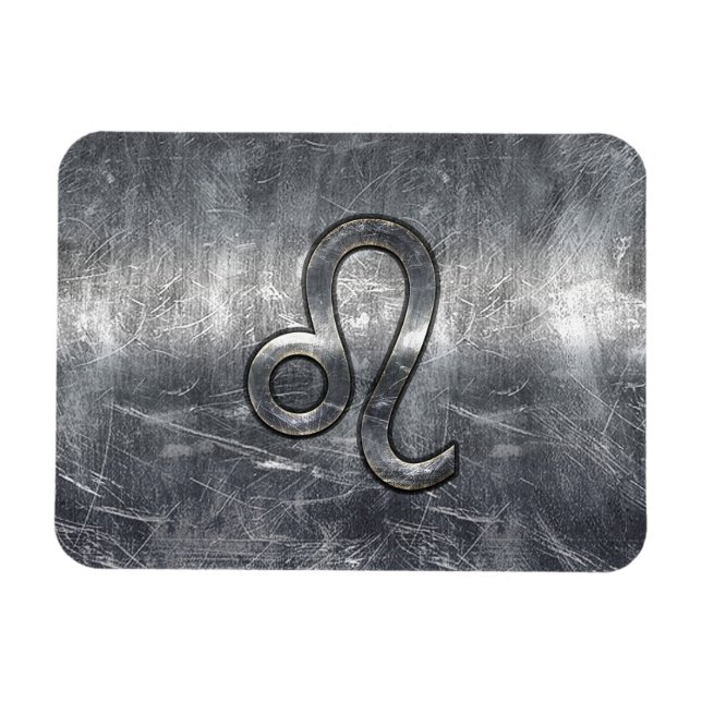 Leo Zodiac Symbol i Grunge Distress Stil Magnet (Horisontell)